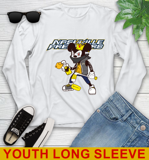 Nashville Predators NHL Hockey Mickey Peace Sign Sports Youth Long Sleeve