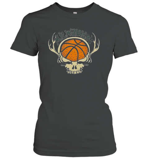 NBA x Grateful Dead x Milwaukee Bucks Skull 2024 Women's T-Shirt