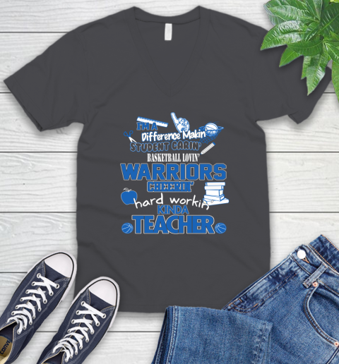 Golden State Warriors NBA I'm A Difference Making Student Caring Basketball Loving Kinda Teacher V-Neck T-Shirt 4
