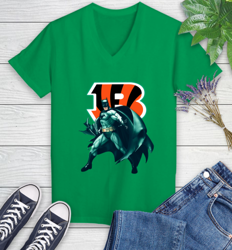 NFL Batman Football Sports Cincinnati Bengals Women's V-Neck T-Shirt 5