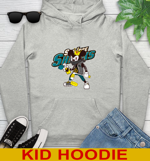San Jose Sharks NHL Hockey Mickey Peace Sign Sports Youth Hoodie