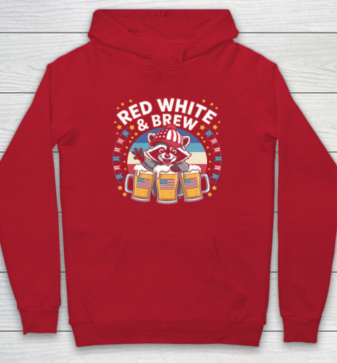 Funny Raccoon red white and brew Independence Day 4th of July Hoodie 6