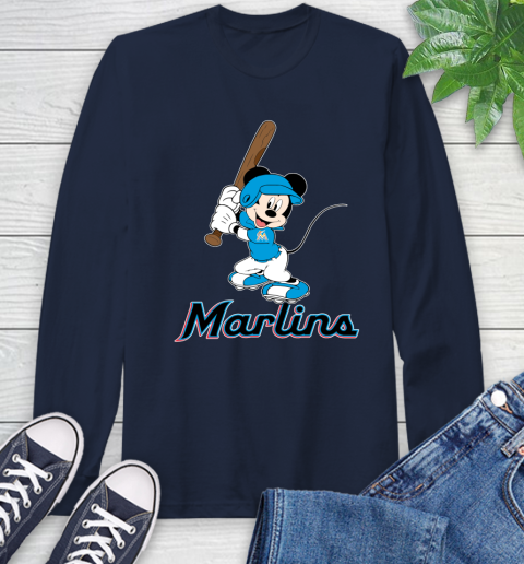 MLB Baseball Miami Marlins Cheerful Mickey Mouse Shirt Long Sleeve T-Shirt 4