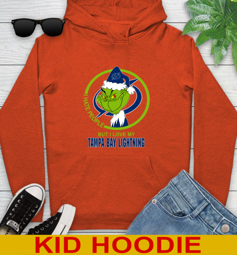 Tampa Bay Lightning NHL Christmas Grinch I Hate People But I Love My Favorite Hockey Team Youth Hoodie 5