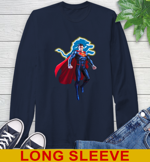 NFL Superman DC Sports Football Detroit Lions Long Sleeve T-Shirt 4