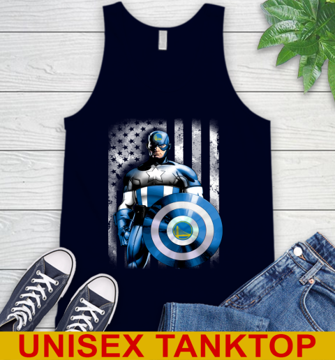 Golden State Warriors NBA Basketball Captain America Marvel Avengers American Flag Shirt Tank Top 2