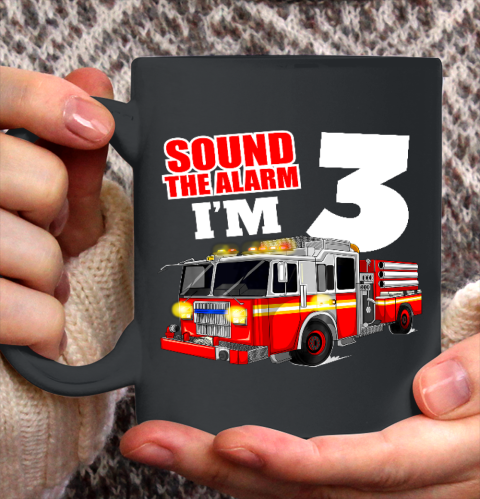 Kids Fire Truck 3rd Birthday T Shirt Boy Firefighter 3 Years Old Ceramic Mug 11oz