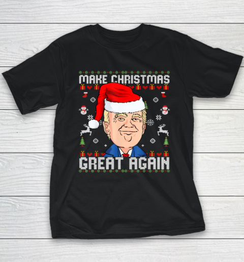Trump 2024 Make Christmas Great Again Funny Ugly Youth T-Shirt