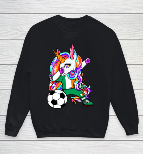 Dabbing Unicorn Ireland Soccer Fans Jersey Irish Football Youth Sweatshirt