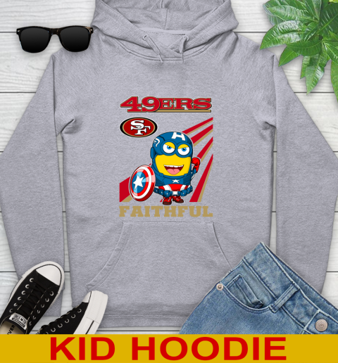 NFL Football San Francisco 49ers Captain America Marvel Avengers Minion Faithful Shirt Youth Hoodie 6