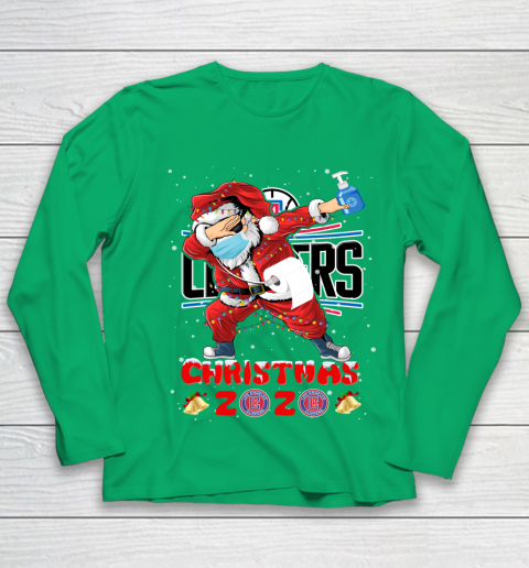 LA Clippers Funny Santa Claus Dabbing Christmas 2020 NBA Youth Long Sleeve 4