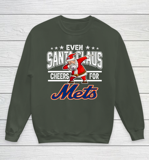 New York Mets Even Santa Claus Cheers For Christmas MLB Youth Sweatshirt 8
