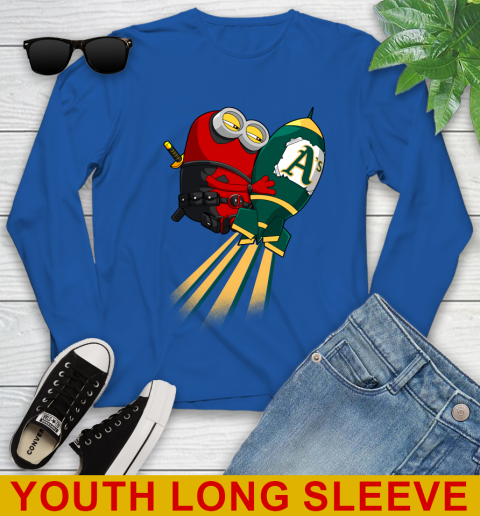MLB Baseball Oakland Athletics Deadpool Minion Marvel Shirt Youth Long Sleeve 10