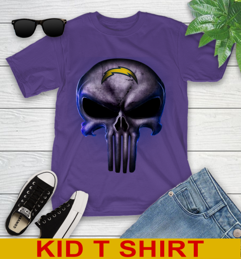 Los Angeles Chargers NFL Football Punisher Skull Sports Youth T-Shirt 3