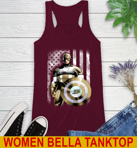Anaheim Ducks NHL Hockey Captain America Marvel Avengers American Flag Shirt Racerback Tank 2