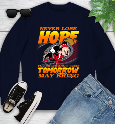 Carolina Hurricanes NHL Hockey ootball Mickey Disney Never Lose Hope Youth Sweatshirt 2