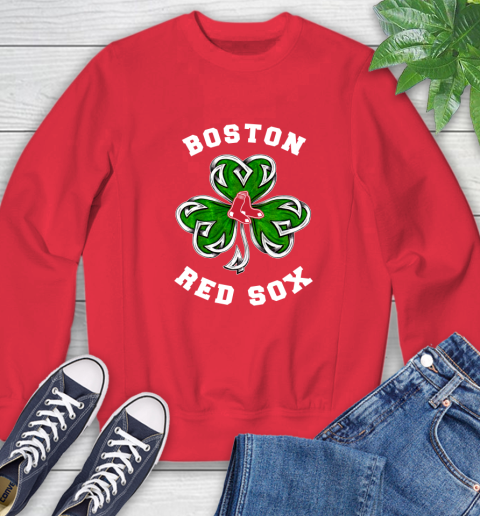 MLB Boston Red Sox Three Leaf Clover St Patrick's Day Baseball Sports Sweatshirt 10
