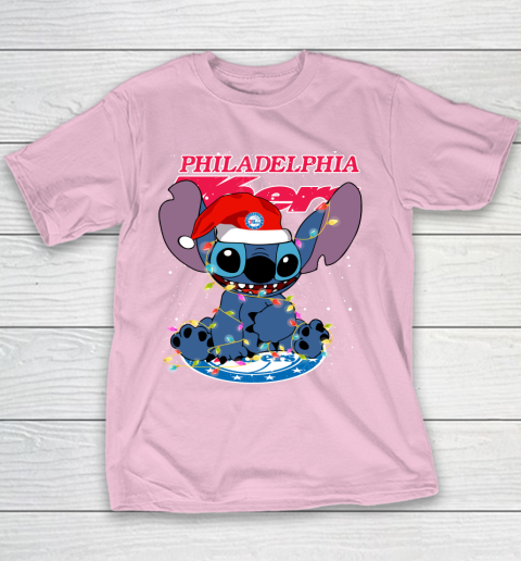 Philadelphia 76ers NBA noel stitch Basketball Christmas Youth T-Shirt 5