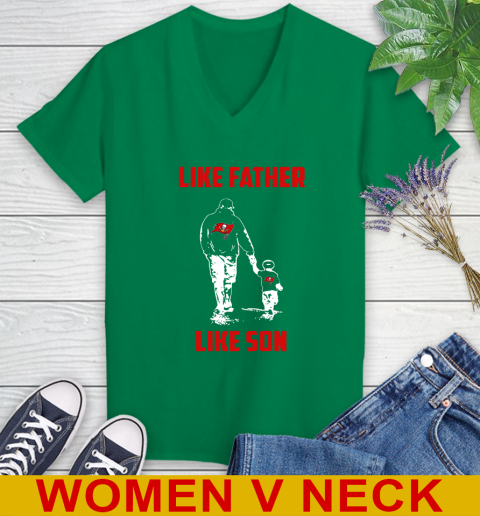 Tampa Bay Buccaneers NFL Football Like Father Like Son Sports Women's V-Neck T-Shirt 5