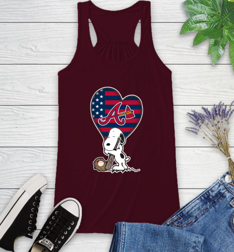 Atlanta Braves MLB Baseball The Peanuts Movie Adorable Snoopy Racerback Tank 3