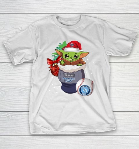 Tampa Bay Rays Christmas Baby Yoda Star Wars Funny Happy MLB T-Shirt 3
