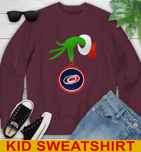 Carolina Hurricanes Grinch Merry Christmas NHL Hockey Youth Sweatshirt 5