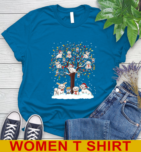 Maltese dog pet lover light christmas tree shirt 92