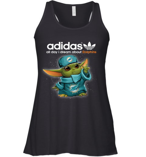 Baby Yoda Adidas All Day I Dream About Miami Dolphins Racerback Tank