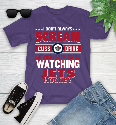 Winnipeg Jets NHL Hockey I Scream Cuss Drink When I'm Watching My Team Youth T-Shirt 3