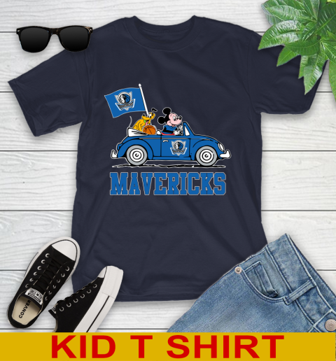 NBA Basketball Dallas Mavericks Pluto Mickey Driving Disney Shirt Youth T-Shirt 3