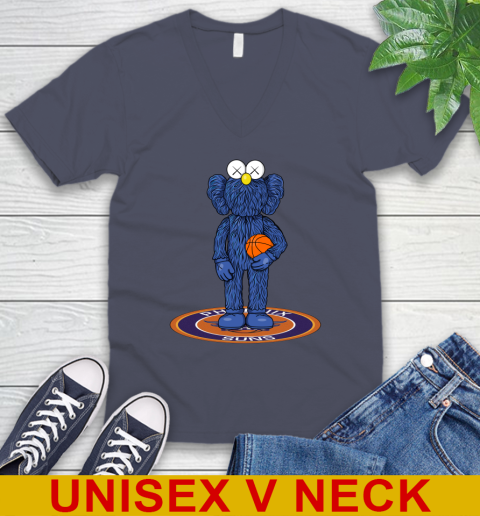 NBA Basketball Phoenix Suns Kaws Bff Blue Figure Shirt V-Neck T-Shirt 8