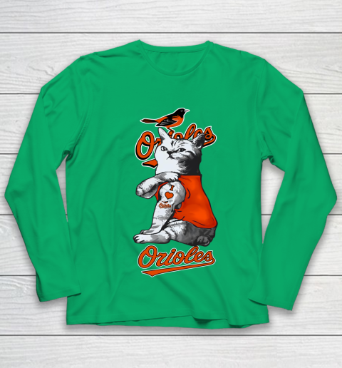 MLB Baseball My Cat Loves Baltimore Orioles Youth Long Sleeve 4