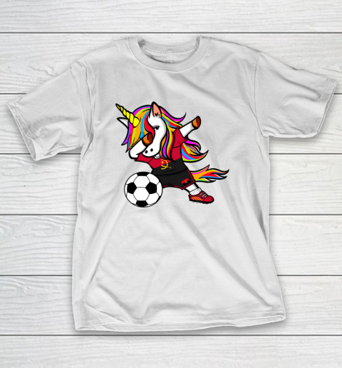 Funny Dabbing Unicorn Angola Football Angolan Flag Soccer T-Shirt