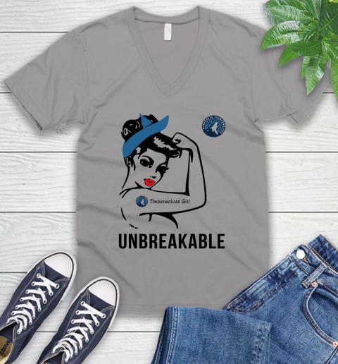 NBA Minnesota Timberwolves Girl Unbreakable Basketball Sports V-Neck T-Shirt 2
