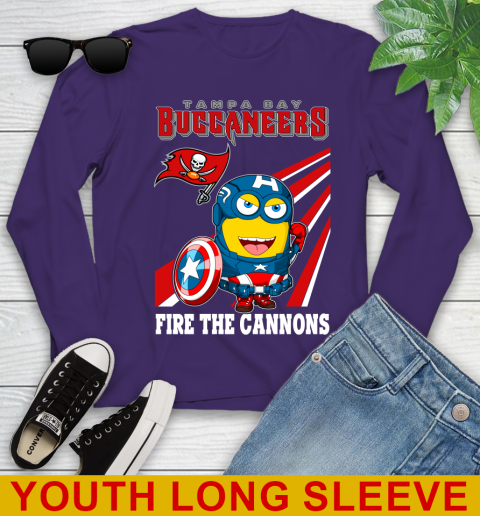 NFL Football Tampa Bay Buccaneers Captain America Marvel Avengers Minion Shirt Youth Long Sleeve 4