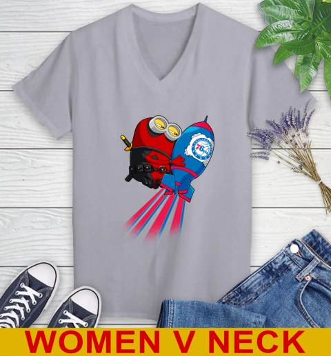 NBA Basketball Philadelphia 76ers Deadpool Minion Marvel Shirt Women's V-Neck T-Shirt 4