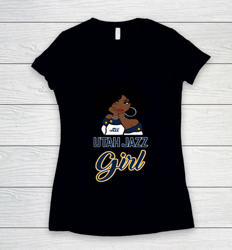 Utah Jazz Girl NBA Women's V-Neck T-Shirt