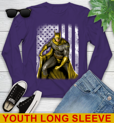 Los Angeles Chargers NFL Football Batman DC American Flag Shirt Youth Long Sleeve 4