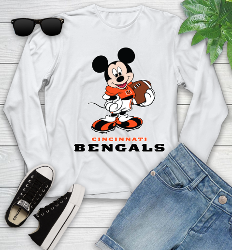NFL Football Cincinnati Bengals Cheerful Mickey Mouse Shirt Youth Long Sleeve 2