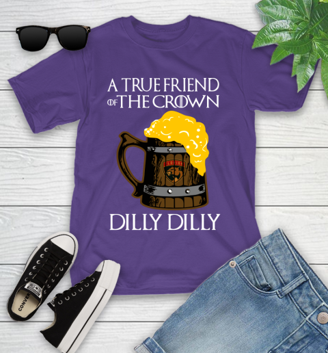 NFL Florida Panthers A True Friend Of The Crown Game Of Thrones Beer Dilly Dilly Hockey Shirt Youth T-Shirt 3