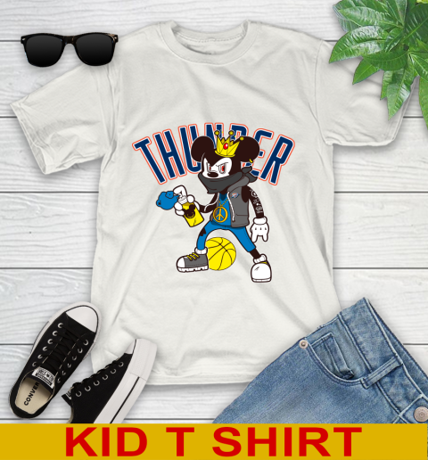 Oklahoma City Thunder NBA Basketball Mickey Peace Sign Sports Youth T-Shirt