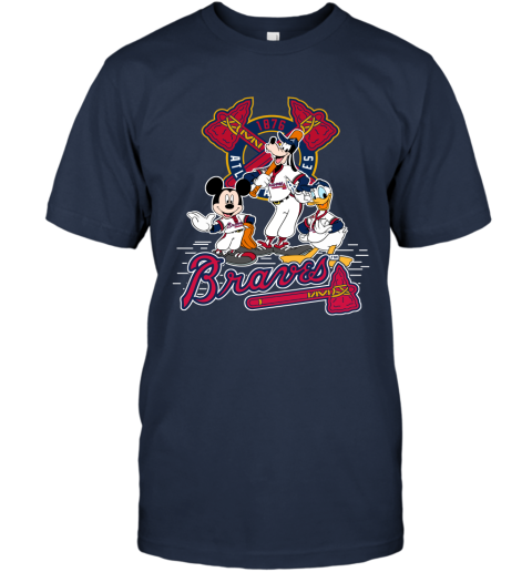 MLB Atlanta Braves Mickey Mouse Donald Duck Goofy Baseball T Shirt