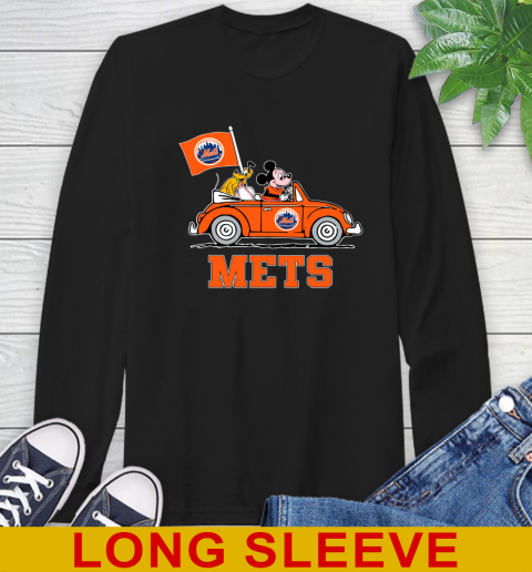 MLB Baseball New York Mets Pluto Mickey Driving Disney Shirt Long Sleeve T-Shirt 2