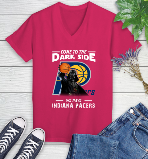 NBA Come To The Dark Side We Have Indiana Pacers Star Wars Darth Vader Basketball Women's V-Neck T-Shirt 9