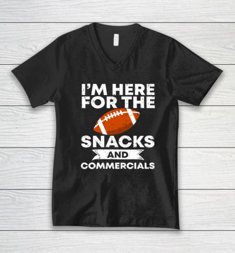 Snacks And Commercials Funny Football Bowl V-Neck T-Shirt