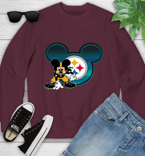 NFL Pittsburgh Steelers Mickey Mouse Disney Football T Shirt Youth Sweatshirt 5