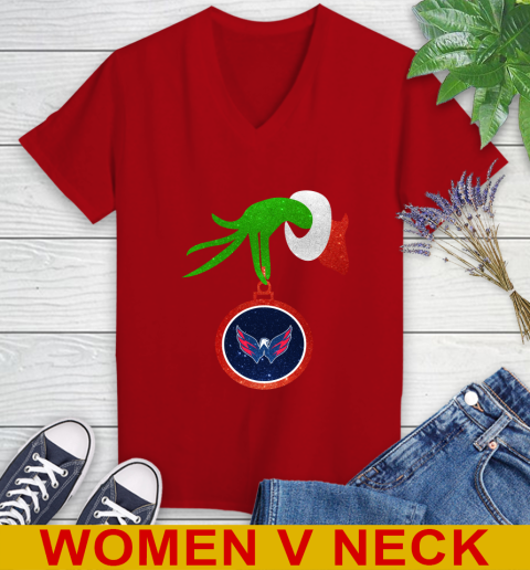 Winnipeg Jets Grinch Merry Christmas NHL Hockey Women's V-Neck T-Shirt 12
