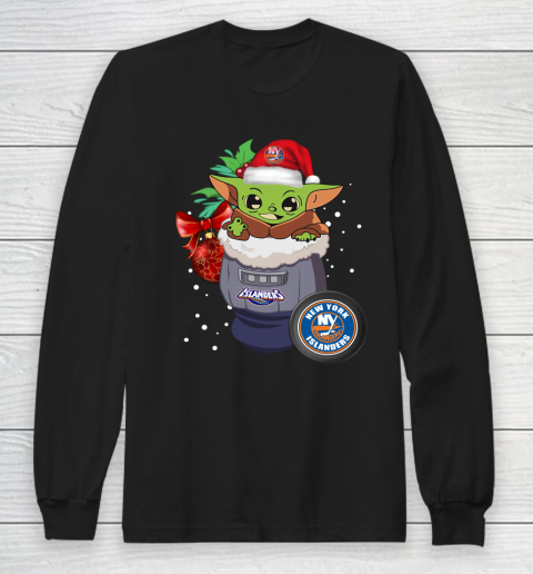 New York Islanders Christmas Baby Yoda Star Wars Funny Happy NHL Long Sleeve T-Shirt