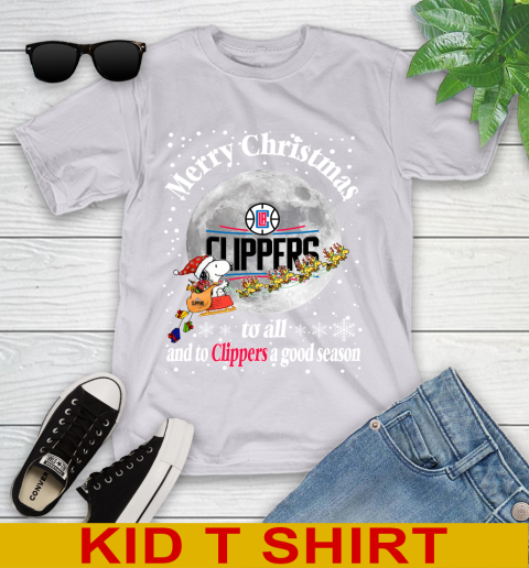 LA Clippers Merry Christmas To All And To Clippers A Good Season NBA Basketball Sports Youth T-Shirt 4