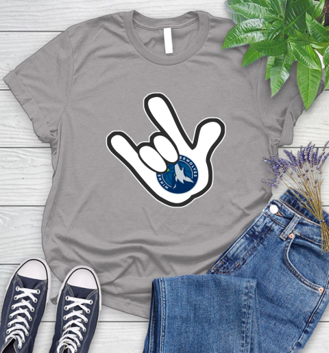Minnesota Timberwolves NBA Basketball Mickey Rock Hand Disney Women's T-Shirt 5